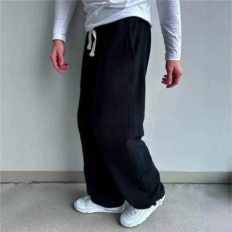 Autumn Winter Man/Woman Jogging Straight Sweatpants Street Style Wide Leg Pants Casual Solid Colors Versatile Loose Men's