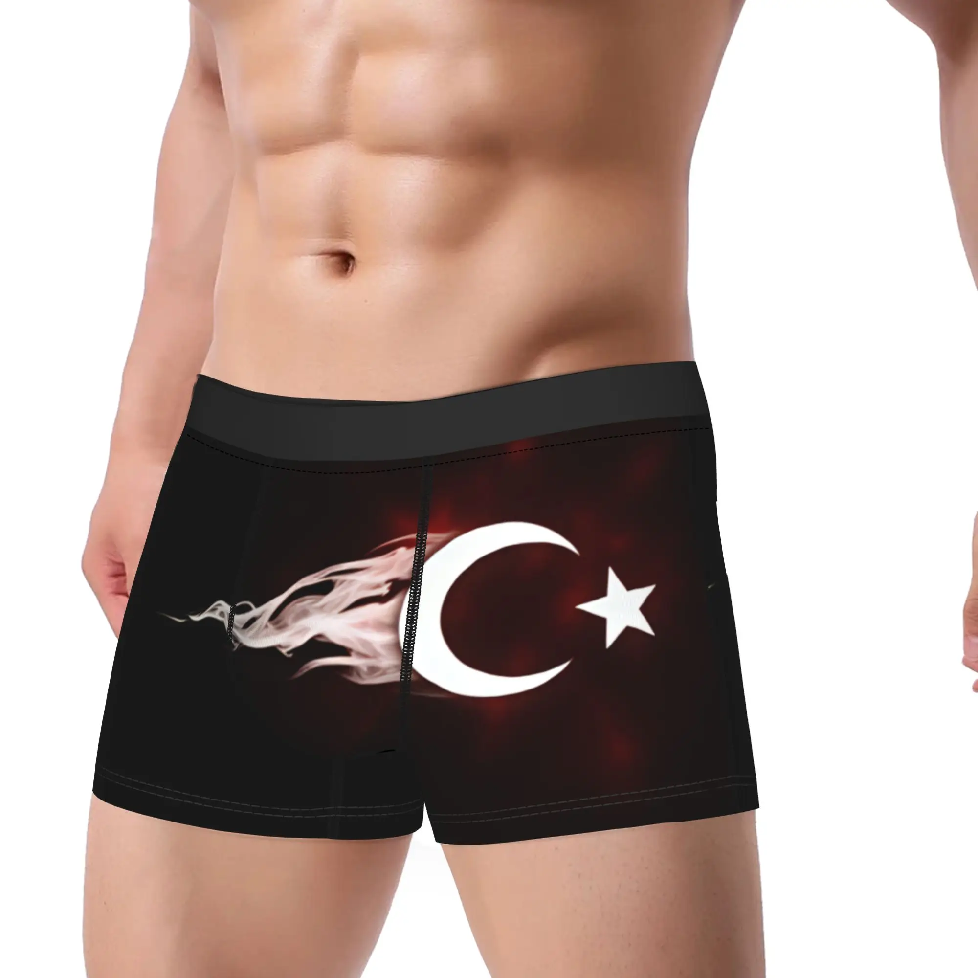 The Republic Of Turkey Flag Underwear  Funny Panties Customs Shorts Briefs For Men Pouch Oversize Boxershorts