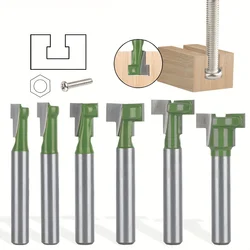 녹색 키홀 커터 세트, 목공 밀링 도구, 정밀 목공 및 조각용 더블 에지 T-슬롯 커터, 6 1/4 인치