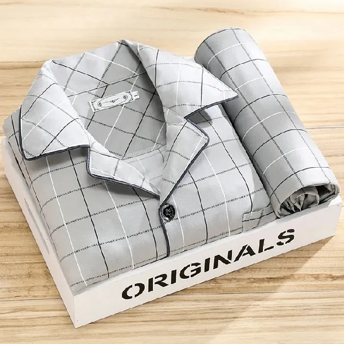 Men's cardigan gray plaid
