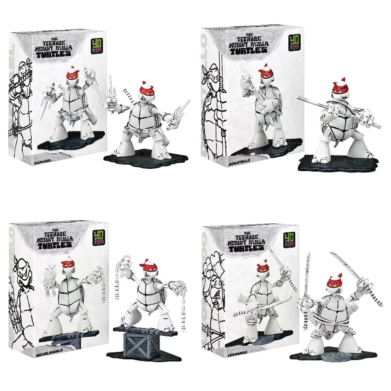 

Playmates TMNT SDCC Limited Teenage Mutant Ninja Turtles Collect First Edition Black White Sketch Action Figure Model Toy Gifts