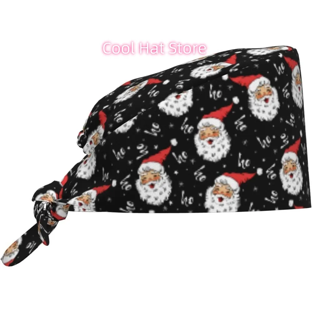 1pc Adjustable Scrub Cap With Sweatband | Lightweight 100%, Multi-Purpose, Santa Claus Christmas-themed pattern