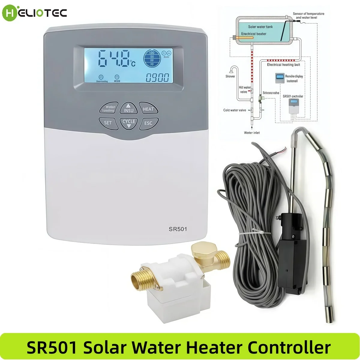 SR501 Solar Water Controller for Compact Non-Pressurized Solar Water Heater - Water Heating Control System