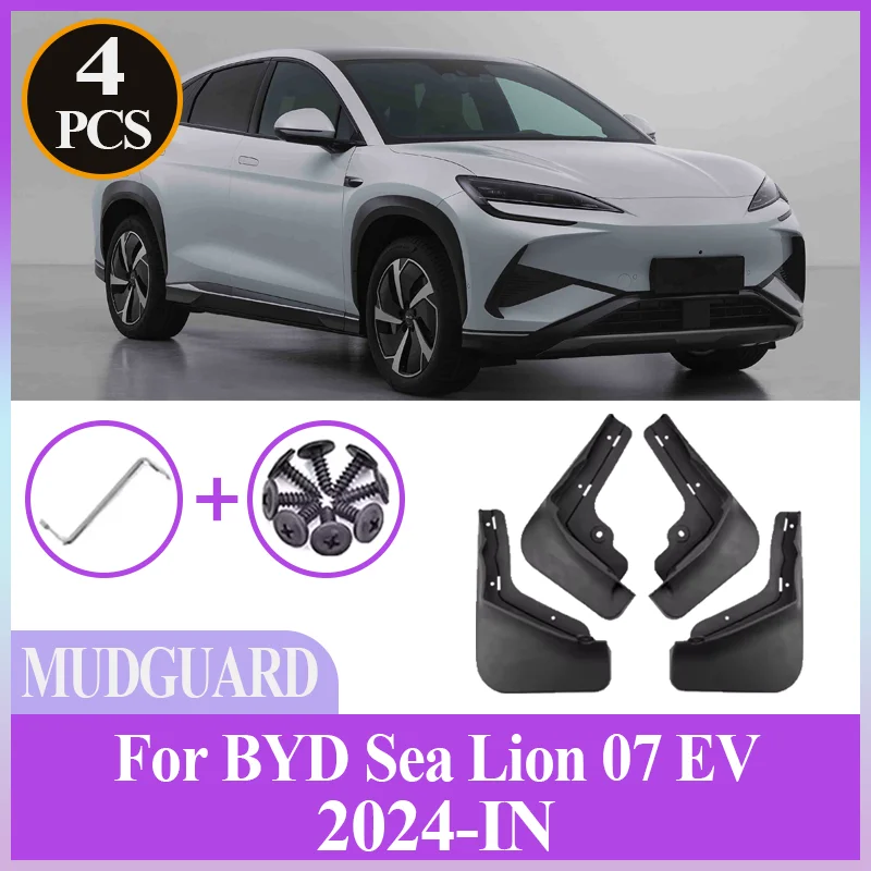 

Для BYD Sealion 7 07 EV 2024 2025 2026 4 шт. автомобильные брызговики с защитой от брызг, переднее и заднее крыло, крышка колеса, брызговик, аксессуары