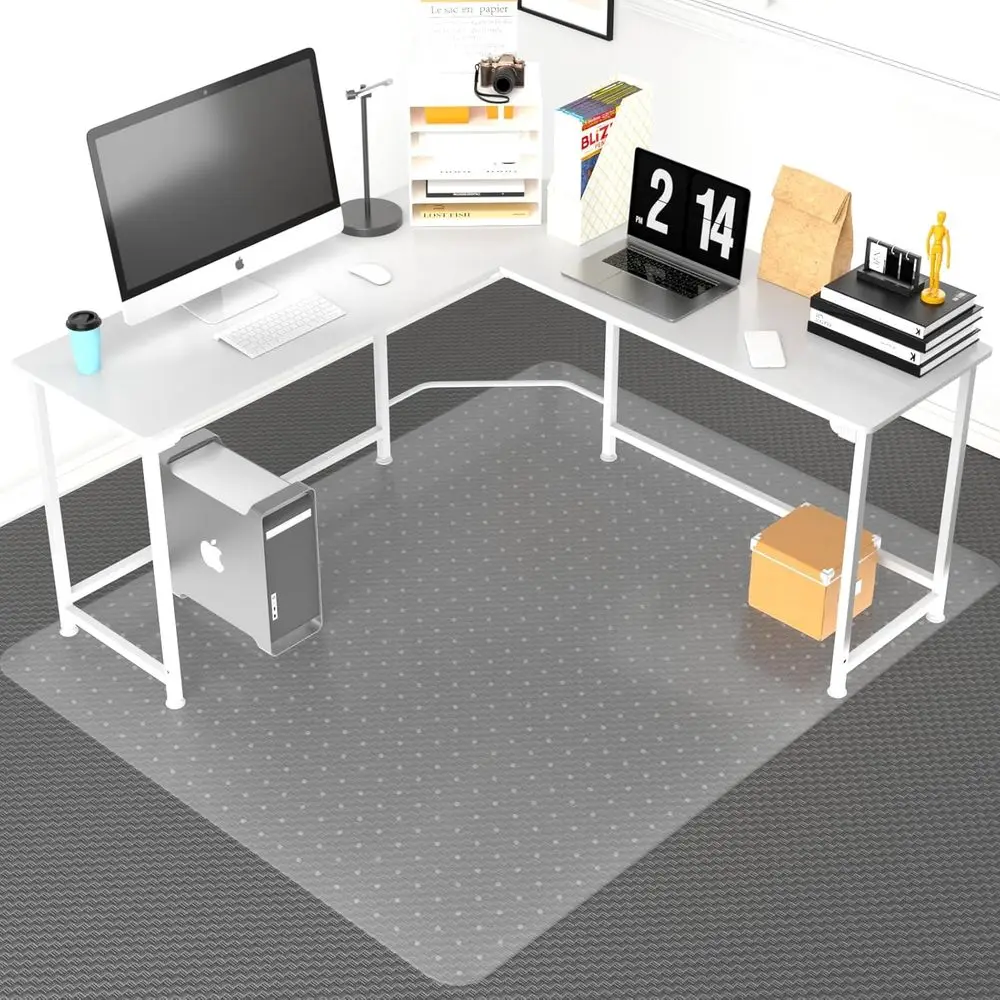

Clear Desk Mat for Carpet, 63x51 Large Protector for Low Pile Carpets, Easy Glide Rolling Plastic Mat for Office Chairs