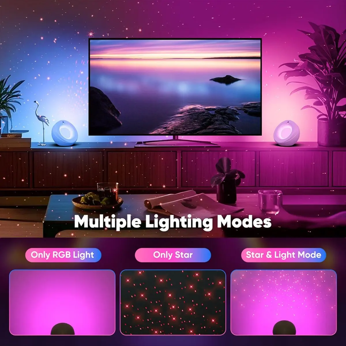 AA19 Bedside Table Lamp for Bedroom - Star Night Light with 7 Color Lighting, Small Lamp for Nightstand for Kids, Adults