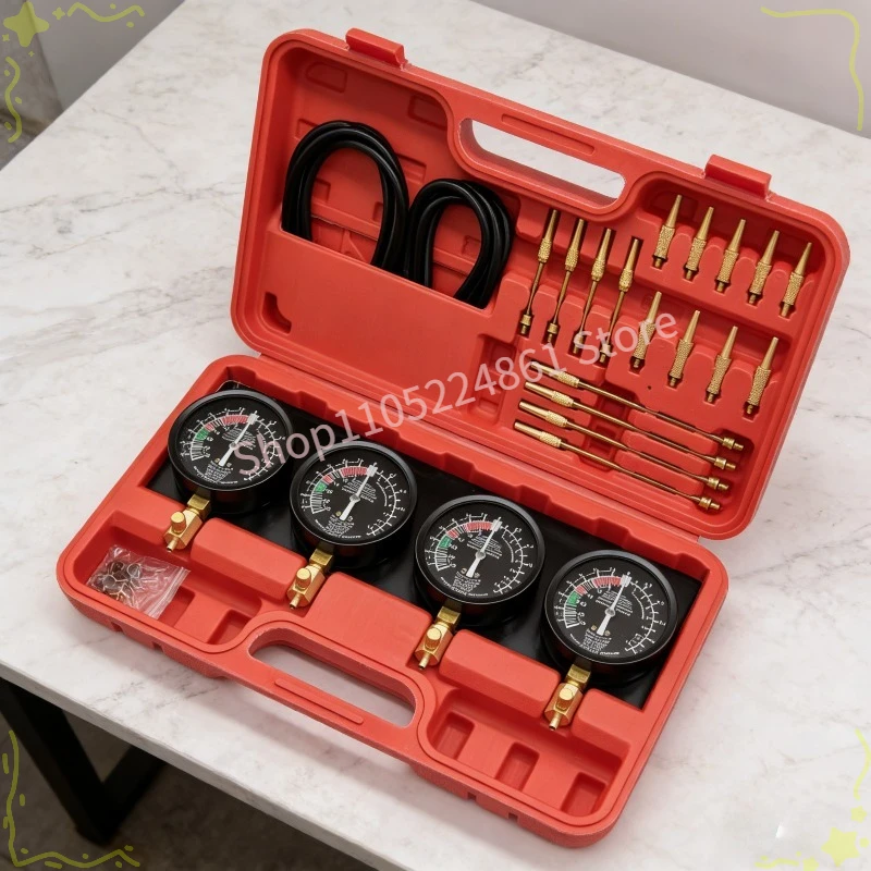 

Motorcycle Vacuum Carburetor Synchronizer 4 Gauge Set Carb Tools Accessories with Rubber Hose Vacuum Balancer Meter Kit