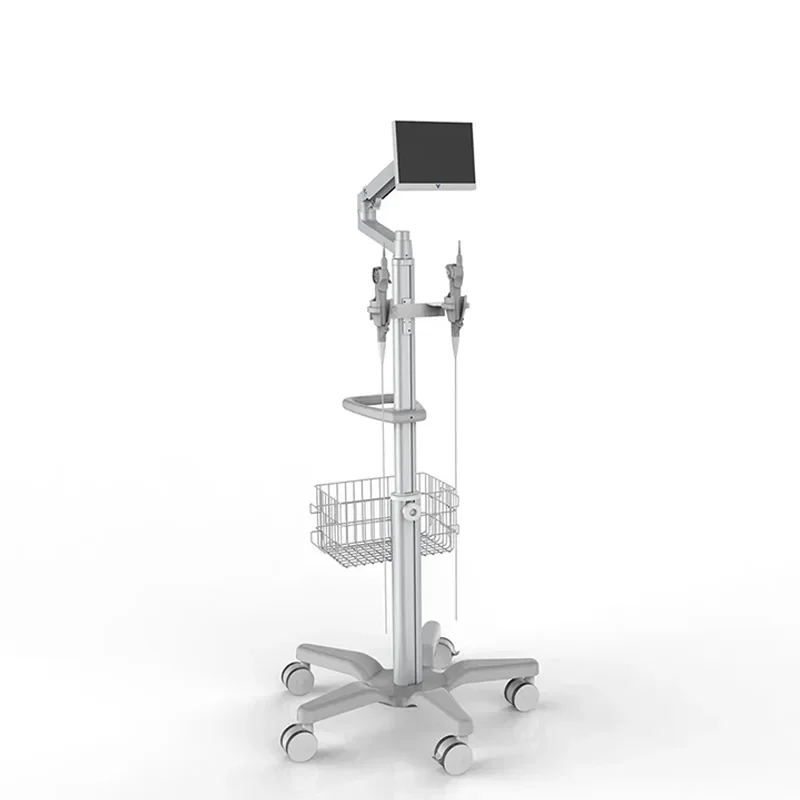 Good quality flexibly rolling mobile hospital computer workstation medical laptop trolley cart with wheel for dental use