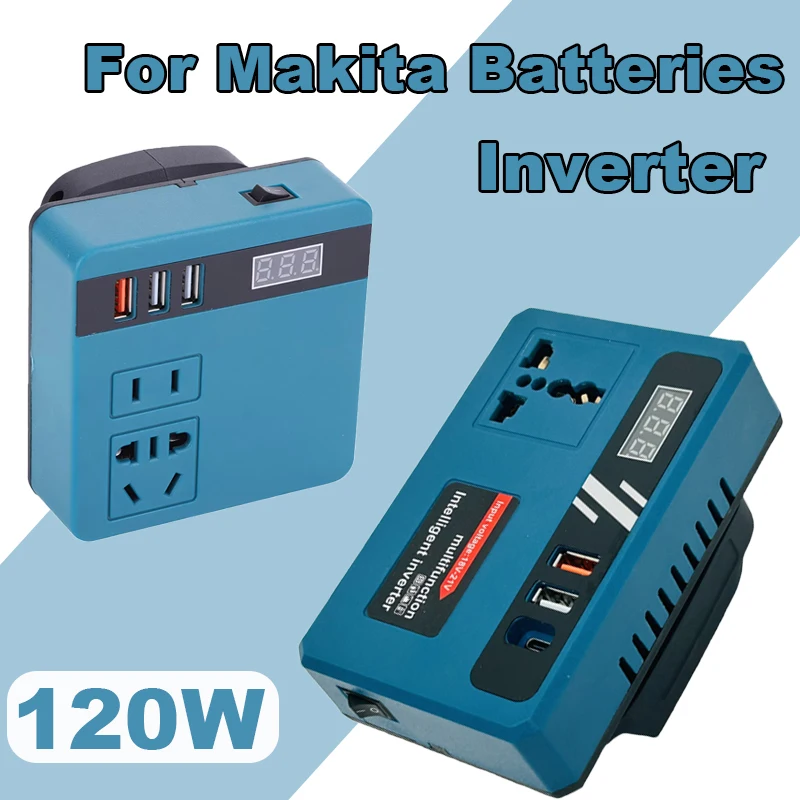 120W Power Tool Battery Inverter Lithium Battery Inverter DC 18V-21V to AC 220V For Makita Car Inverter Outdoor Tools