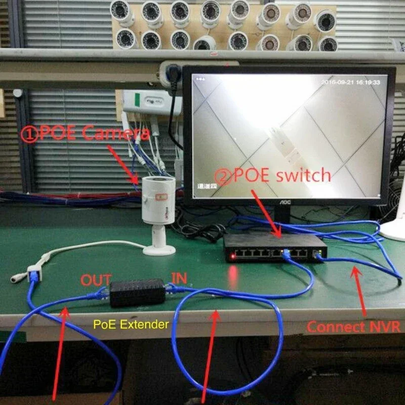 Passive 1 Port POE Ethernet Extender / Repeater for CCTV IP Cameras about 120 meters (max) under standard CAT5 cable 1pcs