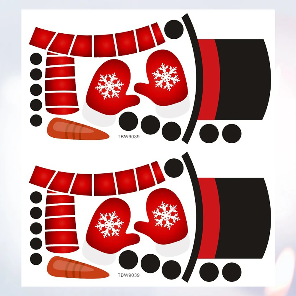 

2Pcs Christmas Snowman Fridge Stickers Double Sided Refrigerator Decors Decorative Stickers for Home Office Fridge Decors