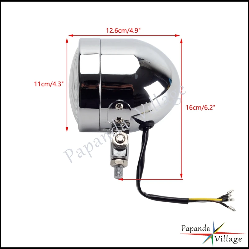 Emark Motorcycle Chrome Retro 12V Headlight Dirt Bikes Headlamp For Cafe Racer Bobber Chopper DR RM 250 CB600 KLX450 KLX250