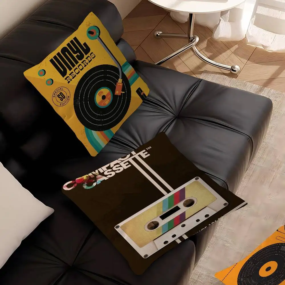 

Mid Century Retro Vinyl Records Cushion Cover Car Throw Pillow Case For Sofa Car Christmas Gift 40x40cm 45x45cm