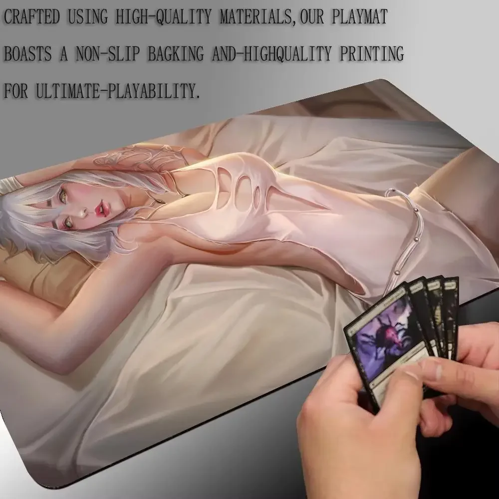 Sexy anime girl hentai MTG Playmat 35X60CM tarjeta mágica tapete para batalla antideslizante duradero borde cosido tapete mágico tapete de mesa