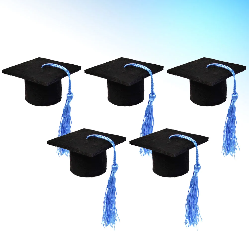 

5pcs Mini Doctoral Shape Cap Tassel Covers Graduation Party Decoration Beer Ornament Black Doctoral Wine Bottle Decoration