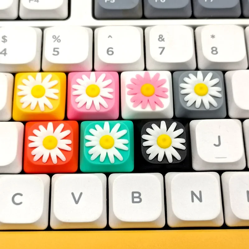 Cute Flower Resin Anime Keycap Creative Custom Two Color Injection Molding Ultra-thin Low Profile Keycap for Mechanical Keyboard