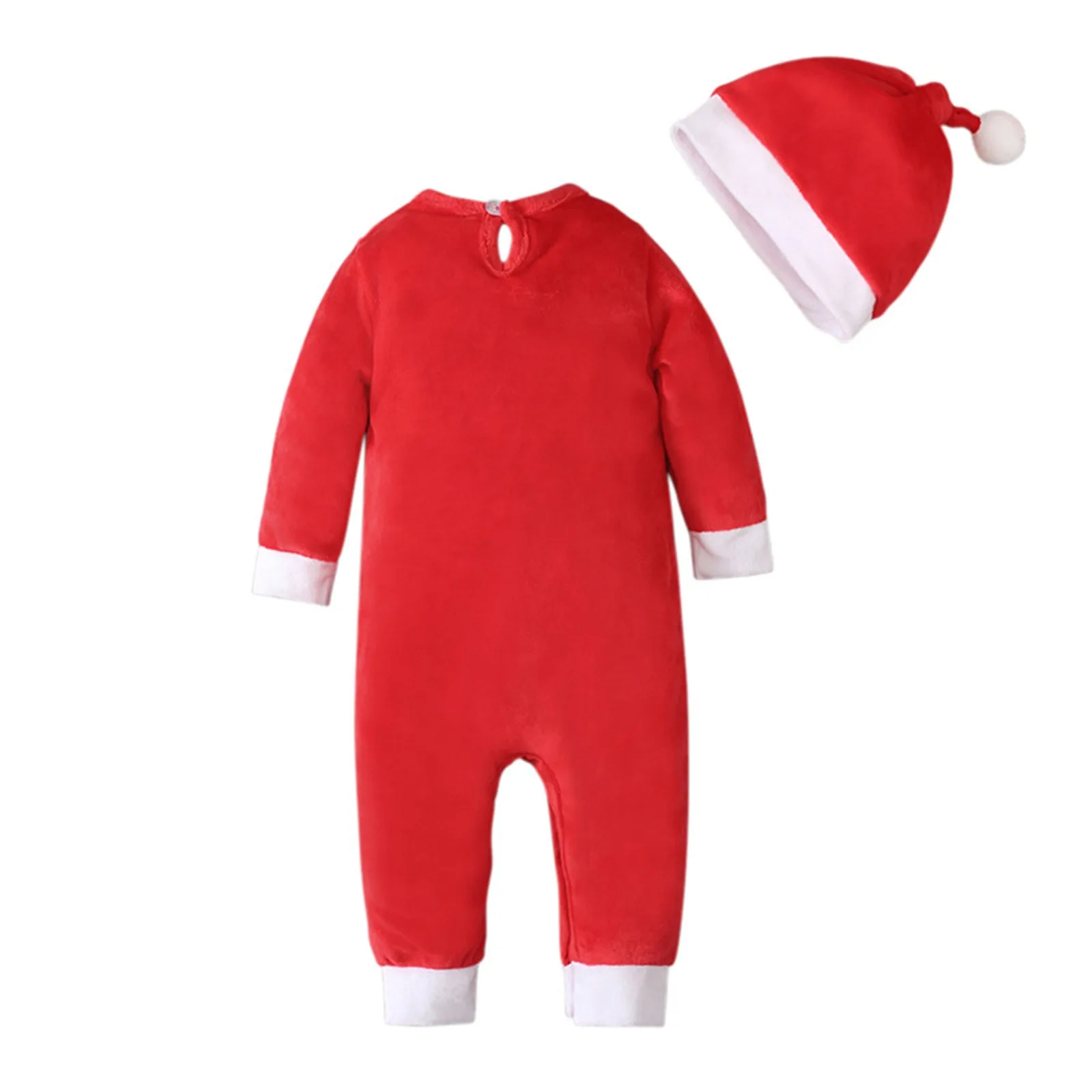 Christmas Baby Long Sleeve Toddler Xmas Elf Outfit Infant Baby Boys Girls Christmas Fleeced Romper Newborn Santa Claus Costume