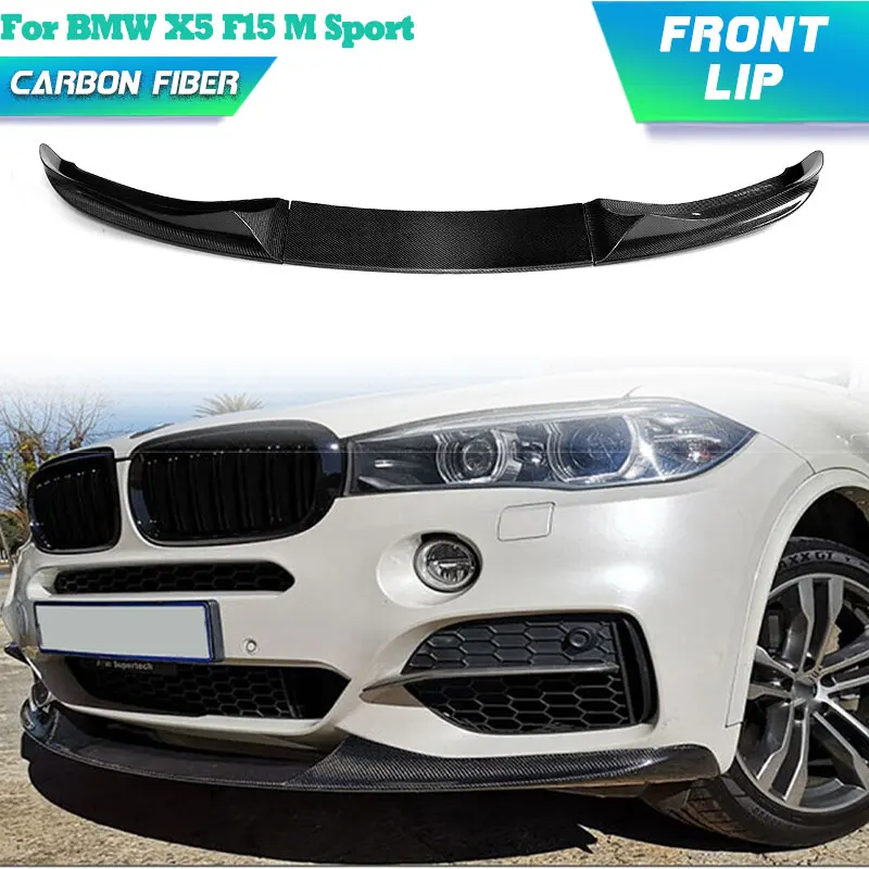 Full Carbon Fiber Car Front Bumper Lip Spoiler for BMW X5 F15 M Sport 4-Door 2014-2018 Racing Front Lip Chin Apron Body Kits