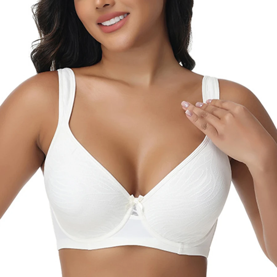 

Plus Size Women's Lace Minimizer Bra Non-Padded Underwire Lifting Support Lingerie in C to DDD/E Cups Sizes 36-44