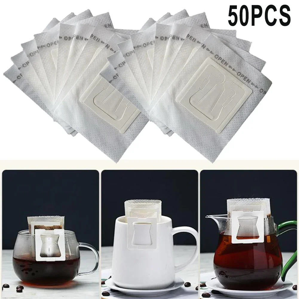 50PCS Disposable Drip Coffee Cup Filter Bags Hanging Cup Coffee Filters Coffee And Tea Coffeeware Kitchen Tool