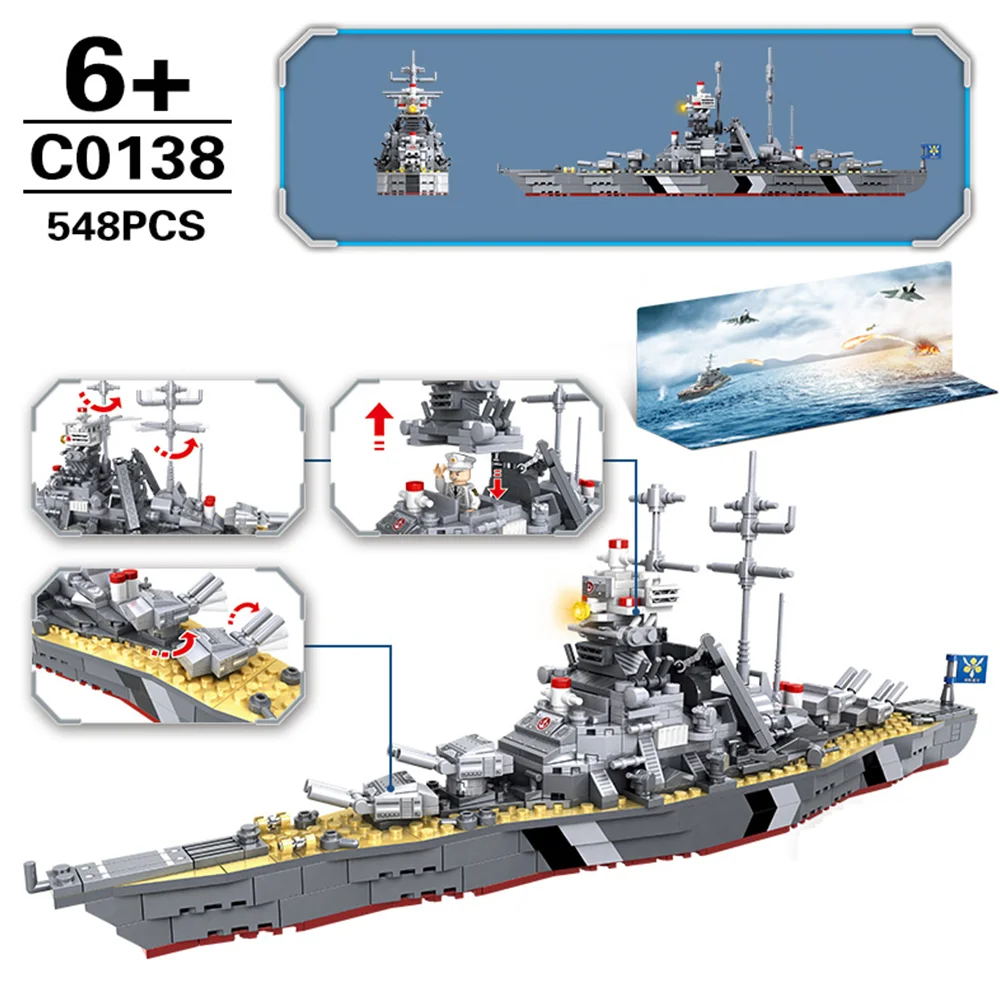 Warship Building Blocks Assembly Set, Military Series Historical Warship Models, Adult Collection Display Toys, Enthusiast Gifts