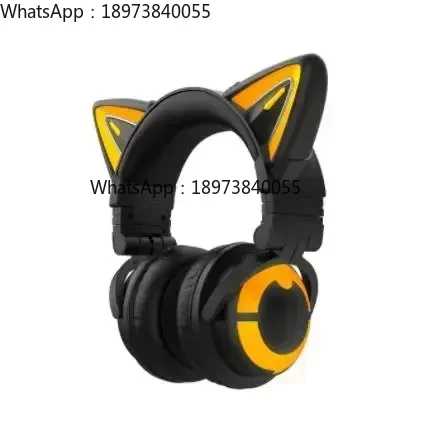 かわいい猫ワイヤレスヘッドフォンアプリ制御ライト高品質猫ガールかわいい猫耳ヘッドセットコンピュータゲーム用