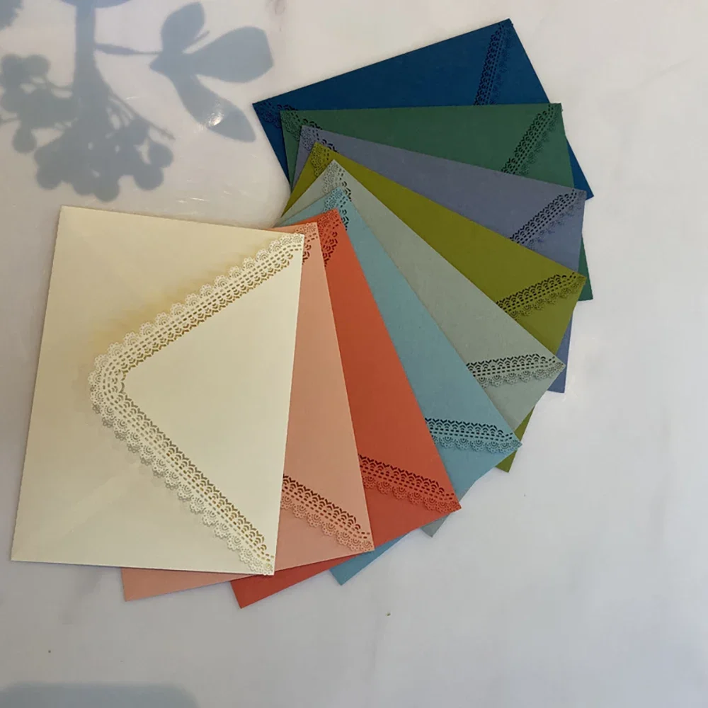 Envelopes De Papel De Renda para Almofadas De Letra, Capa De Papel Vintage, Cartões De Convite De Festa De Casamento, Material De Escritório, Kawaii, 5Pcs