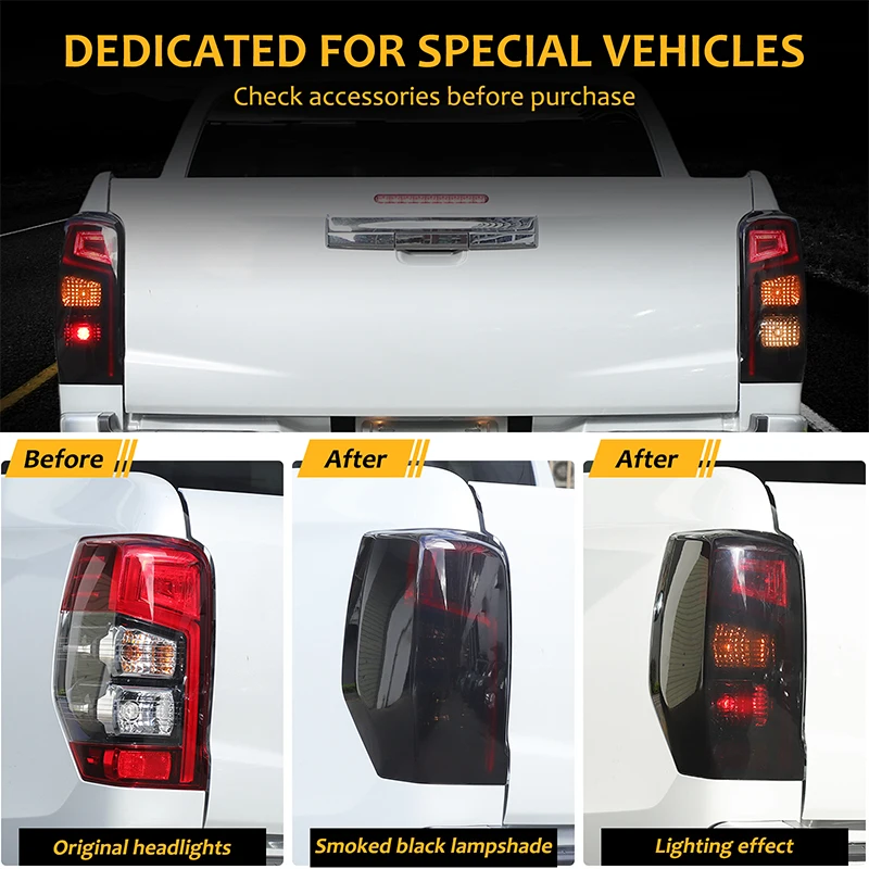 For Mitsubishi triton L200 2019-2023 ABS Blackened Car Tail Light Cover Brake Light Wide Indicator Protective Decorative Cover