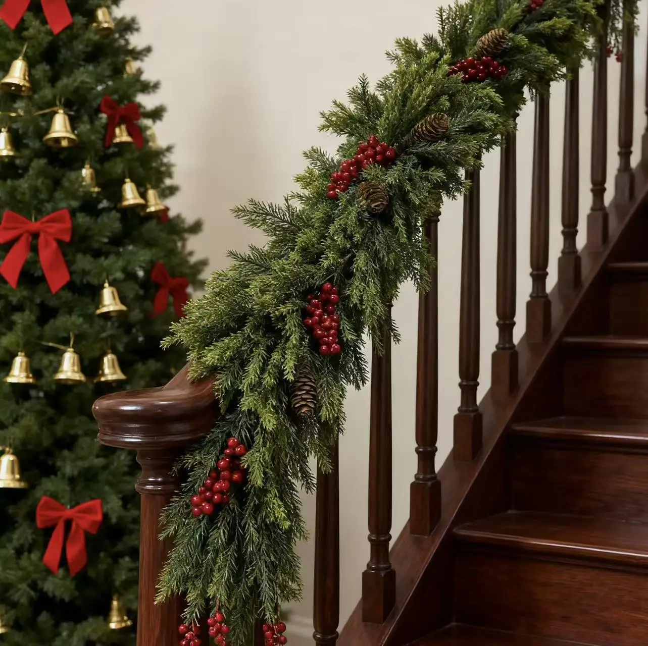 Flexible Artificial Cedar Vine 180cm 270cm Green Pine Branch Garland for Holiday Staircase Wall Door Decoration