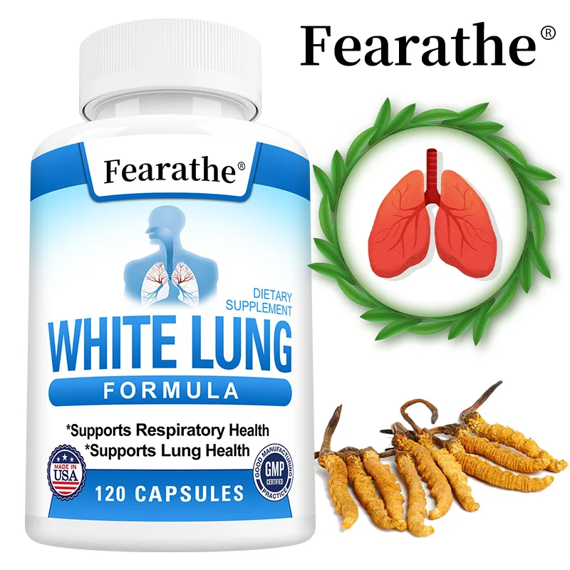 

White Lung Capsules - with Cordyceps and Vitamin C To Support Lung Health, Promote Respiratory Health, Regulate Immunity