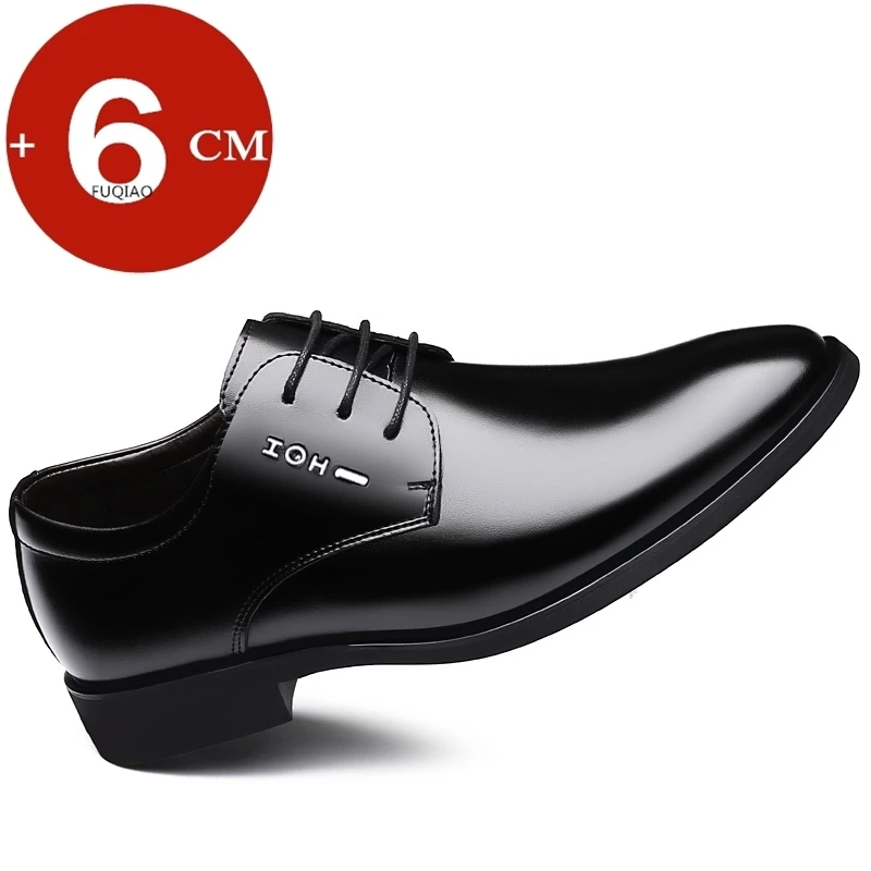 

Мужские невидимые туфли-лифты 6 см, деловые модельные туфли, простые оксфорды на шнуровке для свадьбы, банкета, офиса, увеличивающие рост