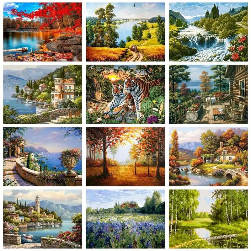 

CHENISTORY DIY Oil Painting By Numbers Kit Tree Scenery Acrylic Paint By Numbers Diy Numbers Painting Art On Canvas By Numbers