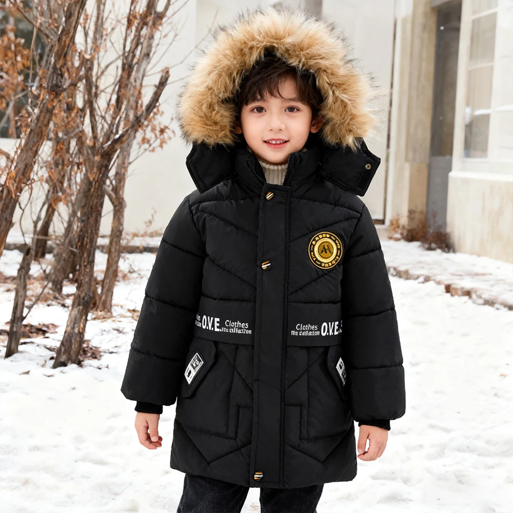 

Children's Clothing Autumn Winter New Hooded Coat Thickened Down Jacket Boys Keep Warm Outerwear Kids Birthday New Year Coat