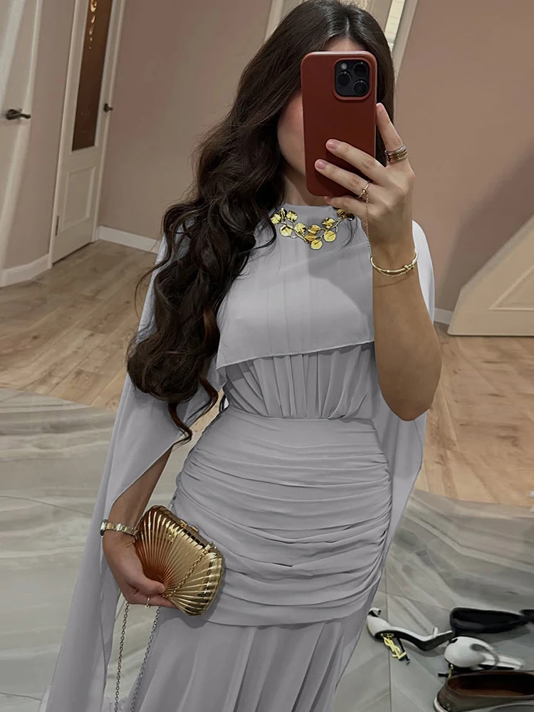 Kliou maille ruban décoration Robe longue femme automne nouveau Style col rond sans manches Robe vacances mode froncé élégant robes