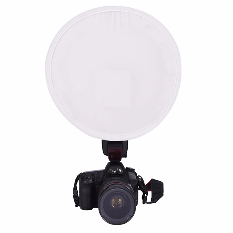 30CM Portable Dual Purpose 2 in 1 Gray Card Diffuser+ Softbox  Round On-camera Speedlite Flash Light White Balance Soft Box