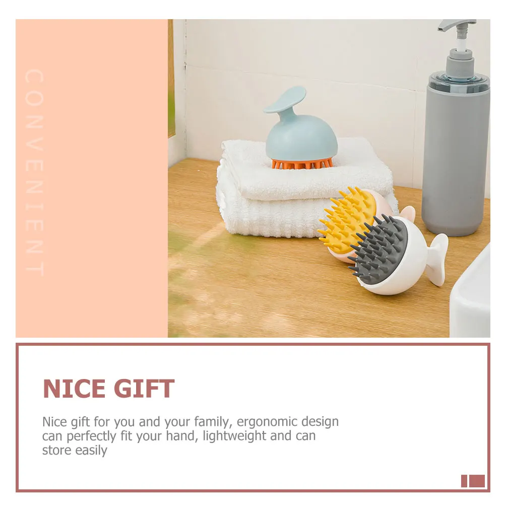 

3pcs Silicone Shampoo Brush Scalp Massager Hair Exfoliator Scrub Head Scrubber For Shower Lightweight Ergonomic Design Easy