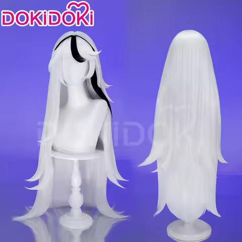 IN STOCK Carmilla Carmine Wig Anime Cosplay DokiDoki Women 100cm White Black Long Pre Crimped Wig Carmilla Cosplay Free Cap