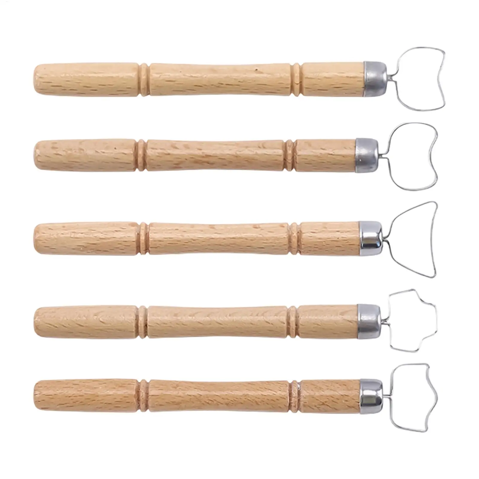Ceramic Tools For Pottery Wooden Handle Sculpting Carving Extruder 5-Piece Pottery Handle Making Tools For Foot Ring Sgraffito
