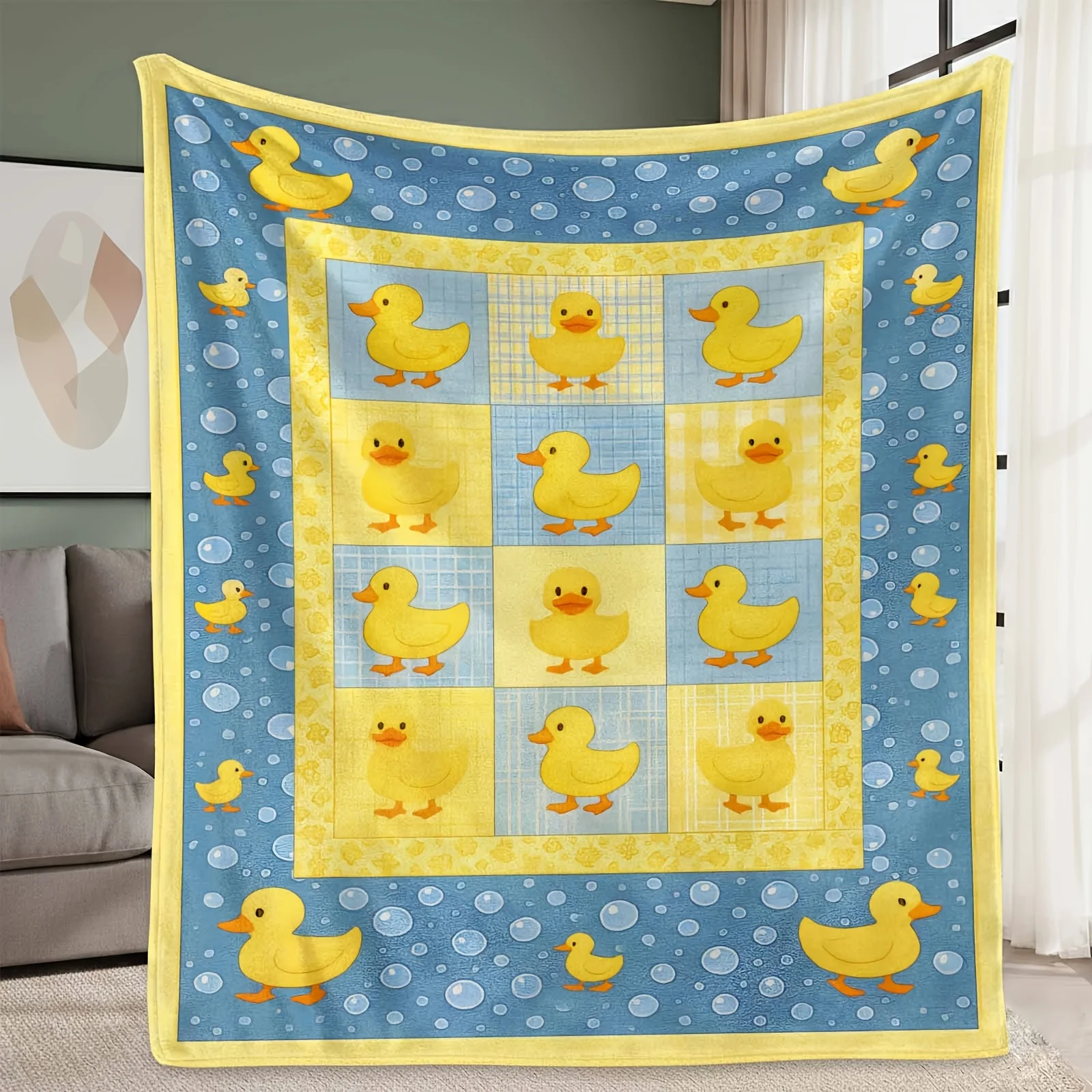 Gelbe Enten-Druck-Fleece-Decke – Baby Nursery Yellow Bewertung und Preis
