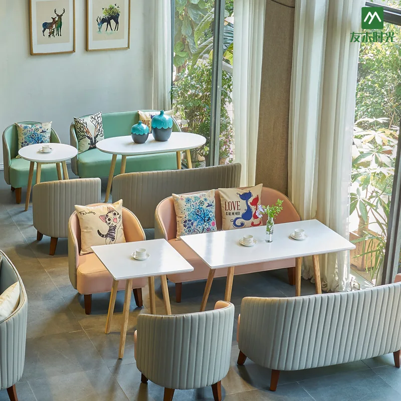 Tea restaurant cafe table and chair combination leisure negotiation library book bar table and chair dessert catering milk tea s