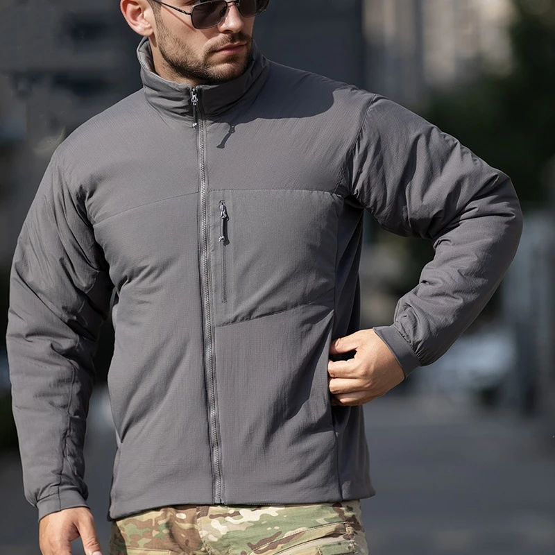 Men Autumn Winter Tactical Cotton Padded Jacket Outdoor Hiking Sports Jackets Lightweight Waterproof Windproof Warm Hooded Coat
