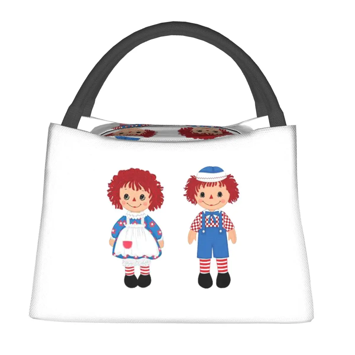 Raggedy Ann e Raggedy Andy The Vintage Dolls Bolsa térmica para almoço, para mulheres e crianças, caixas de comida portáteis, bolsa térmica para almoço