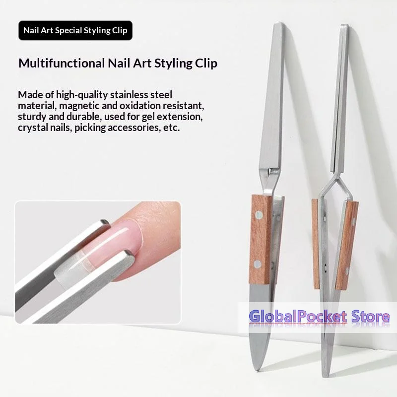 1Pcs Gel Quick Building Extension Wooden Handle Tips Clips Nail Art Manicure Tools Nail Shaping Tweezers Curve Pinching Tool