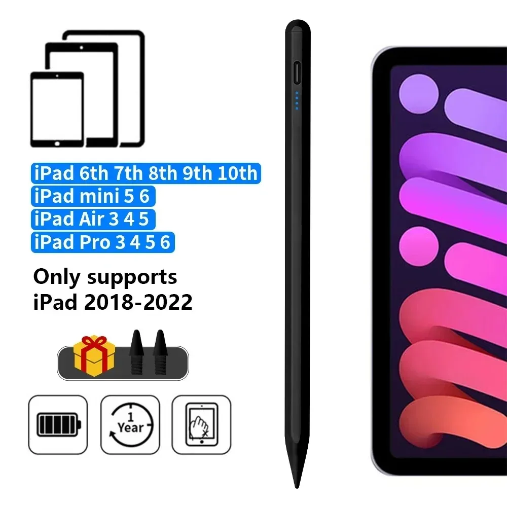 Eingabestift für Apple Pencil, LED-Betriebsanzeigen, Palm Rejection Touch Pencil für IPad von 2018 bis 2025 Jahren