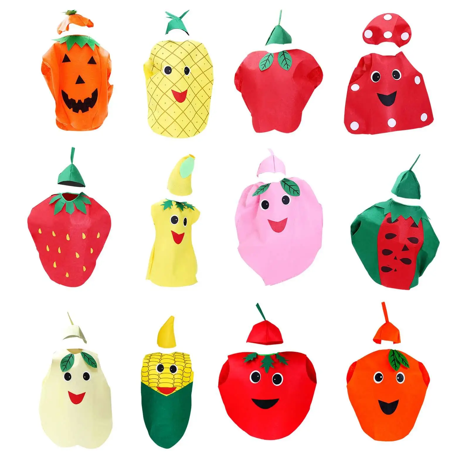 Childrens Fruit Costume for Halloween Carnival Party Cosplay Outfit Boys Girls Non Woven Fabric Dressing Up Reusable Mask