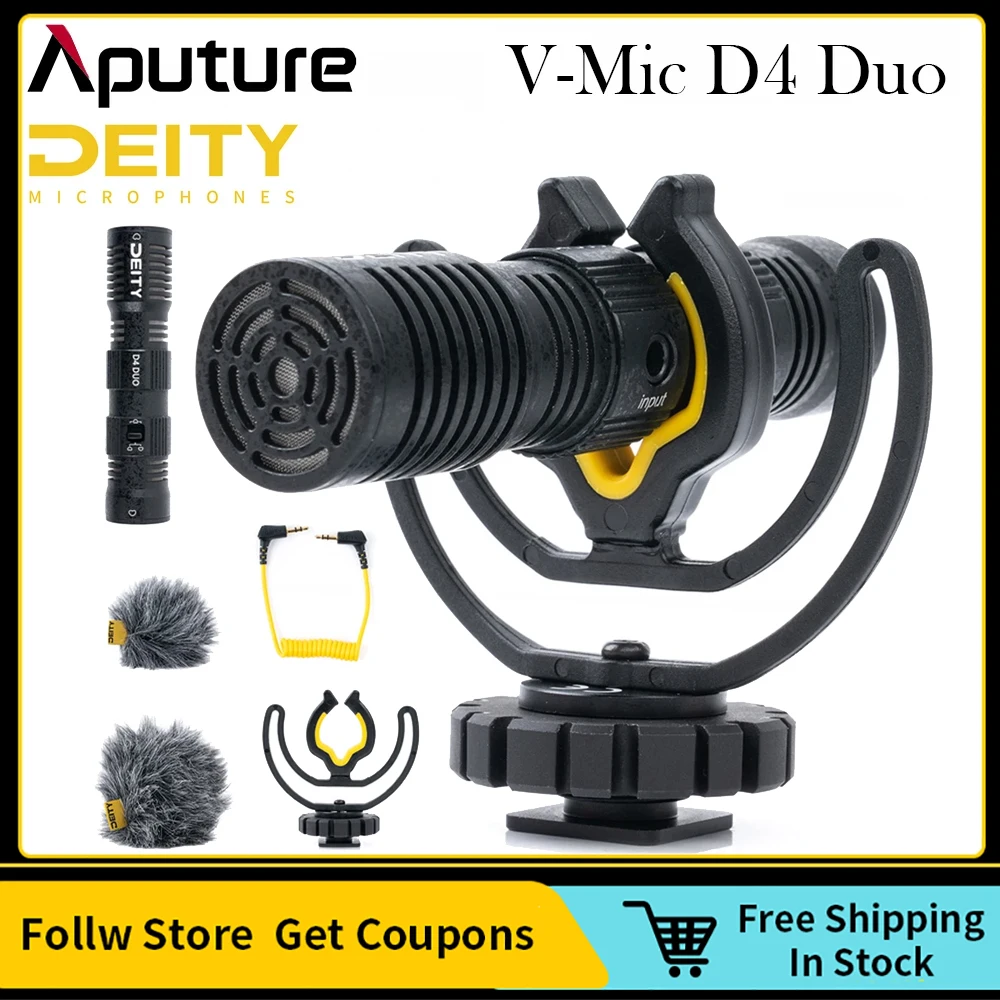 

Aputure Deity V-Mic D4 Duo Shotgun Microphone Dual Capsule Mic Low Noise Rycote Shockmount for DSLRs Vlog Video Studio TRS 3.5MM