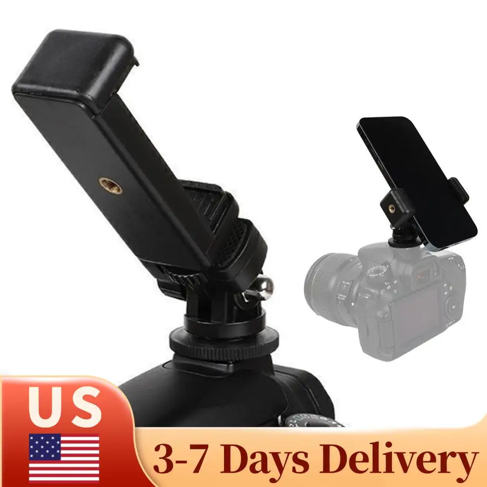 

Phone Tripod Holder Clip With Camera Hot Shoe Mount Smartphone Tripod Mount 360 Degree Rotatable
