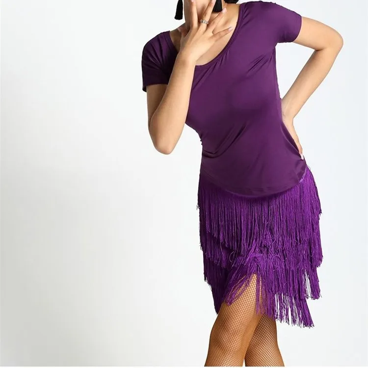 Women's Vibrant Fringe Dance Skirt 4-Tier Tassel Mini Skirt Latin Dance Skirt for Women Salsa, Ballroom, Performance Wear