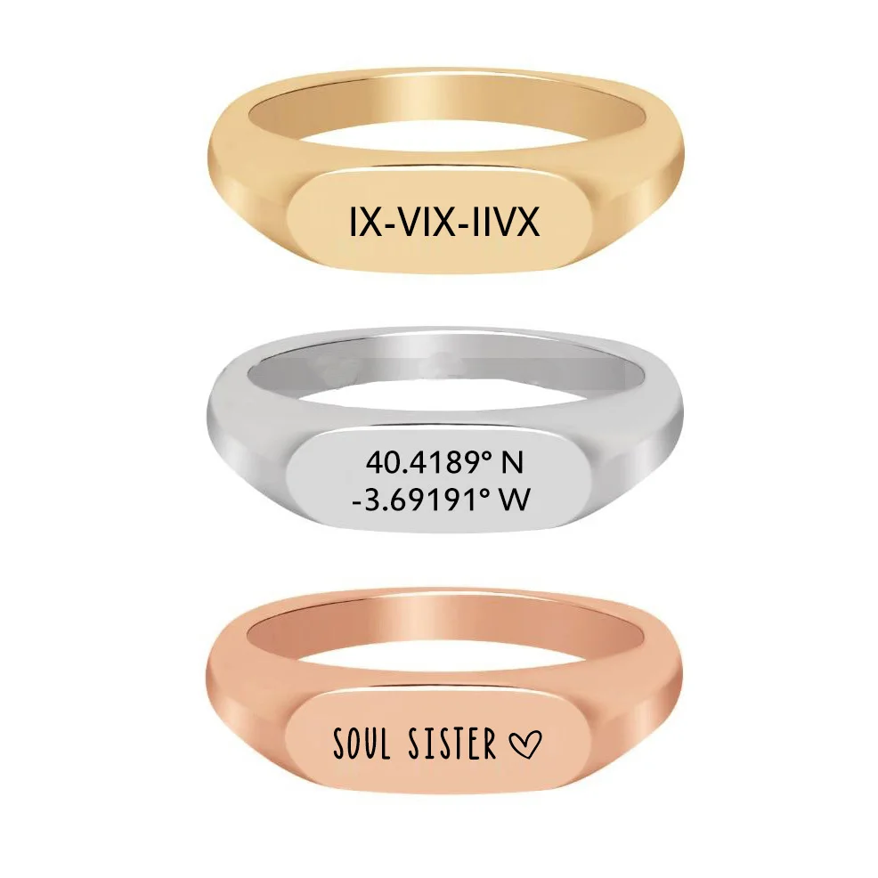 Stainless Steel Lettering DIY Custom Ring For Women Men Couple Exquisite Name DIY Rings Fashion Family Jewelry