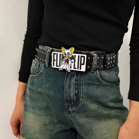 Unisex Cartoon Cat Sonic Jeans Belt Gothic Y2k High-end Luxury Designer Belts For Women Black Rivet Punk Accessory Men Waistband